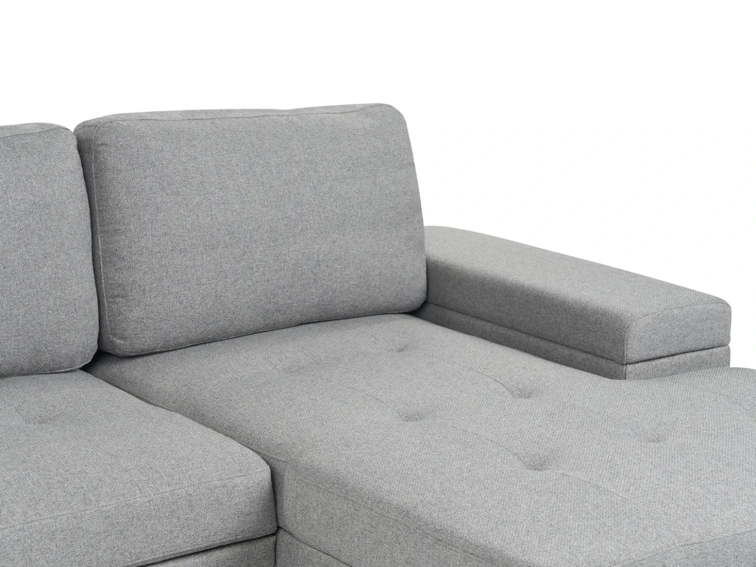 Divano letto angolare 3 posti HRISEY Lino sintetico Grigio con contenitore Lato Sinistro