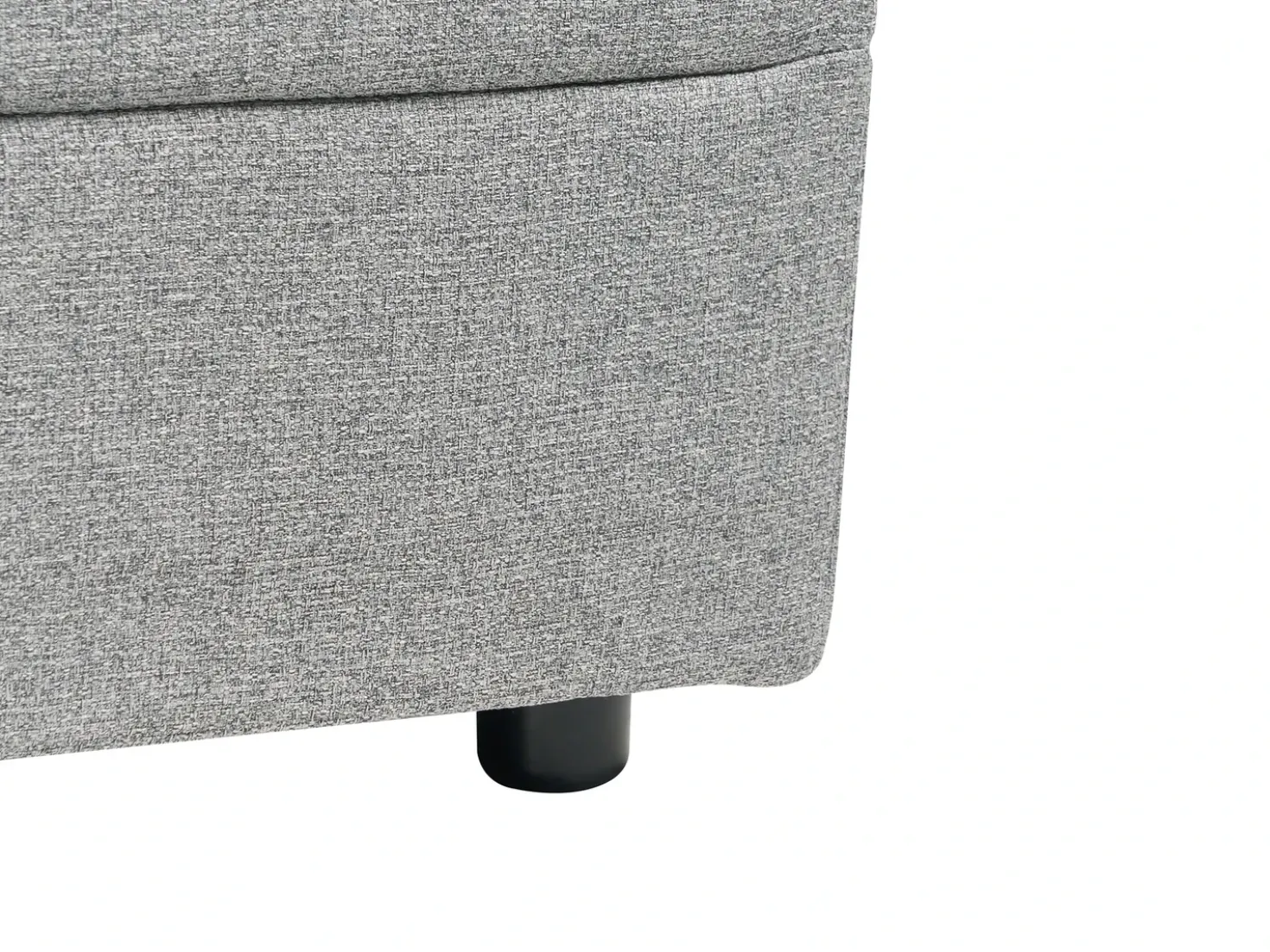 Divano letto angolare 3 posti HRISEY Lino sintetico Grigio con contenitore Lato Sinistro