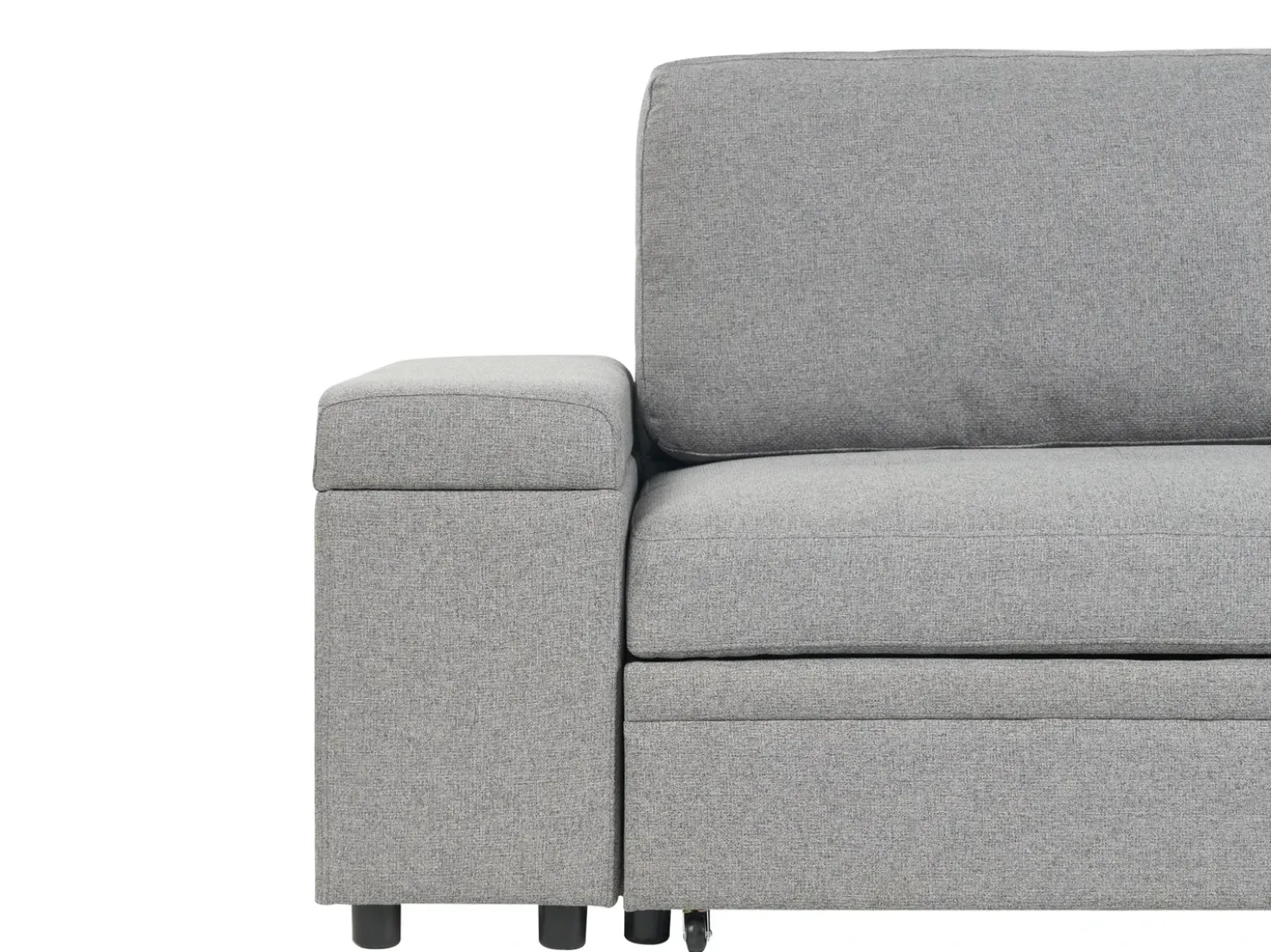 Divano letto angolare 3 posti HRISEY Lino sintetico Grigio con contenitore Lato Sinistro