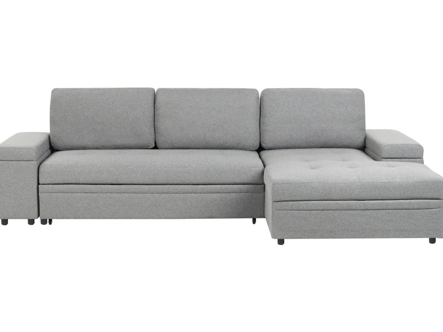 Divano letto angolare 3 posti HRISEY Lino sintetico Grigio con contenitore Lato Sinistro