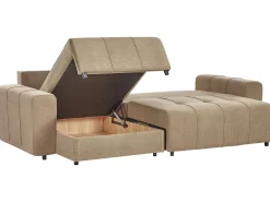 Divano letto angolare 3 posti INNVIK Tessuto Marrone con contenitore Lato destro