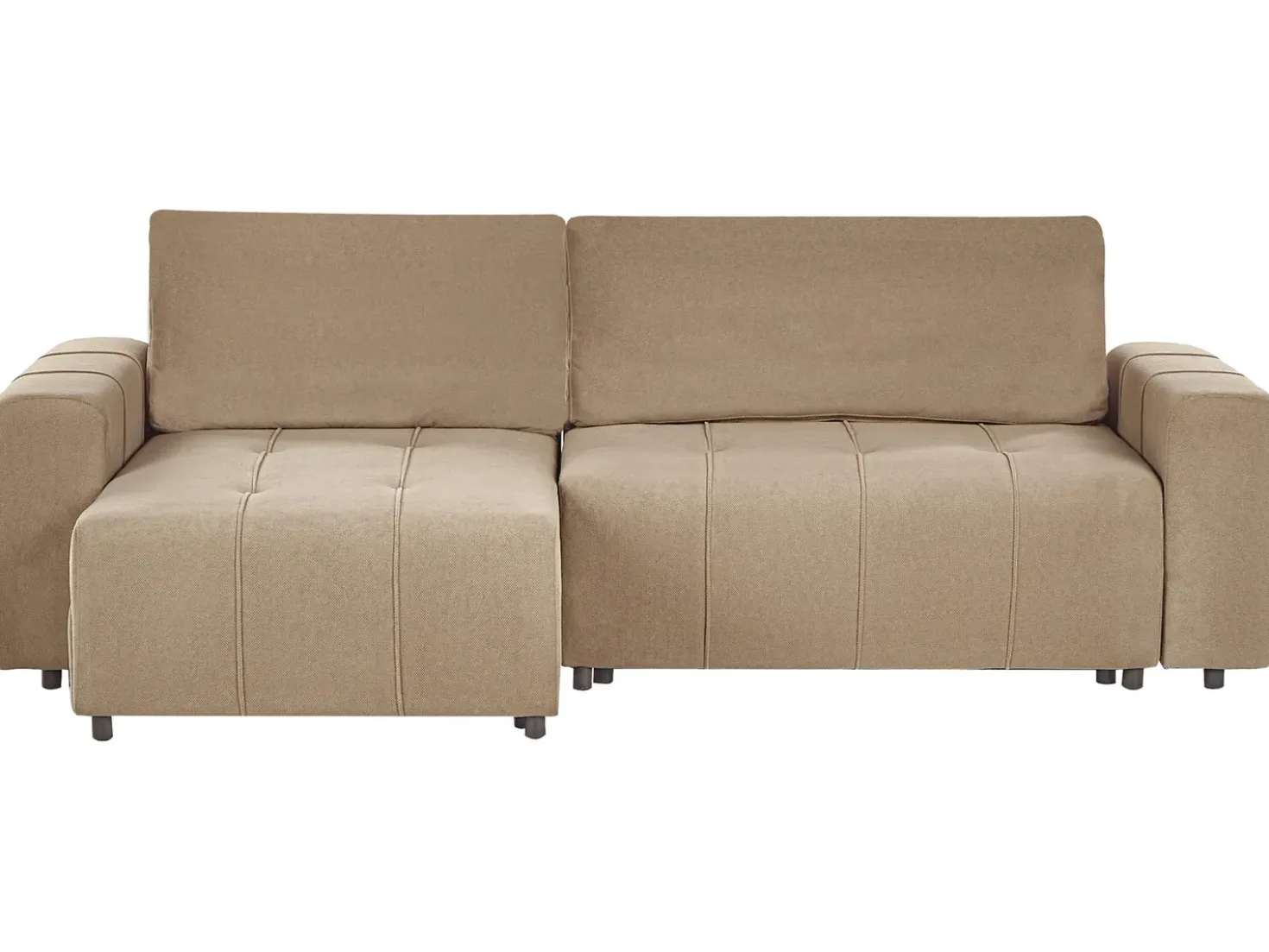 Divano letto angolare 3 posti INNVIK Tessuto Marrone con contenitore Lato destro