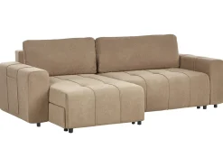 Divano letto angolare 3 posti INNVIK Tessuto Marrone con contenitore Lato destro