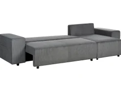 Divano letto angolare 3 posti LUSPA Velluto a coste Grigio scuro con contenitore Lato Sinistro