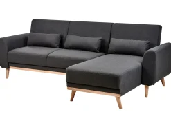 Divano letto angolare 3 posti OLLSTA Tessuto Nero Lato Sinistro
