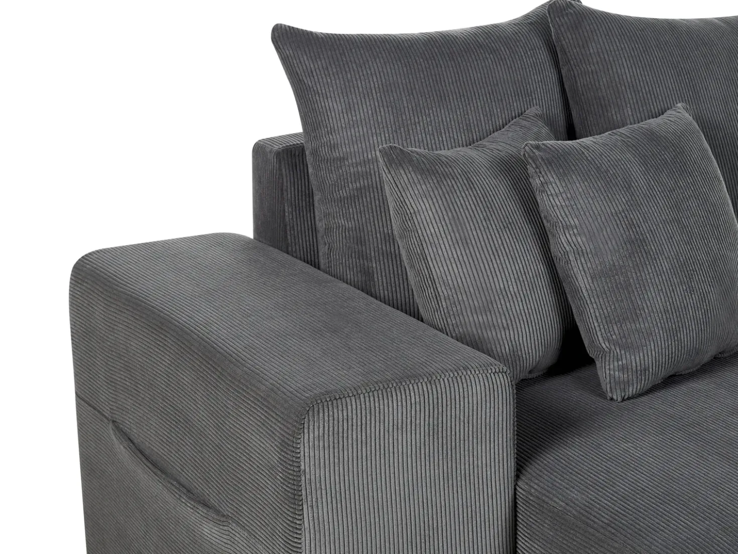 Divano letto angolare 3 posti LUSPA Velluto a coste Grigio scuro con contenitore Lato destro