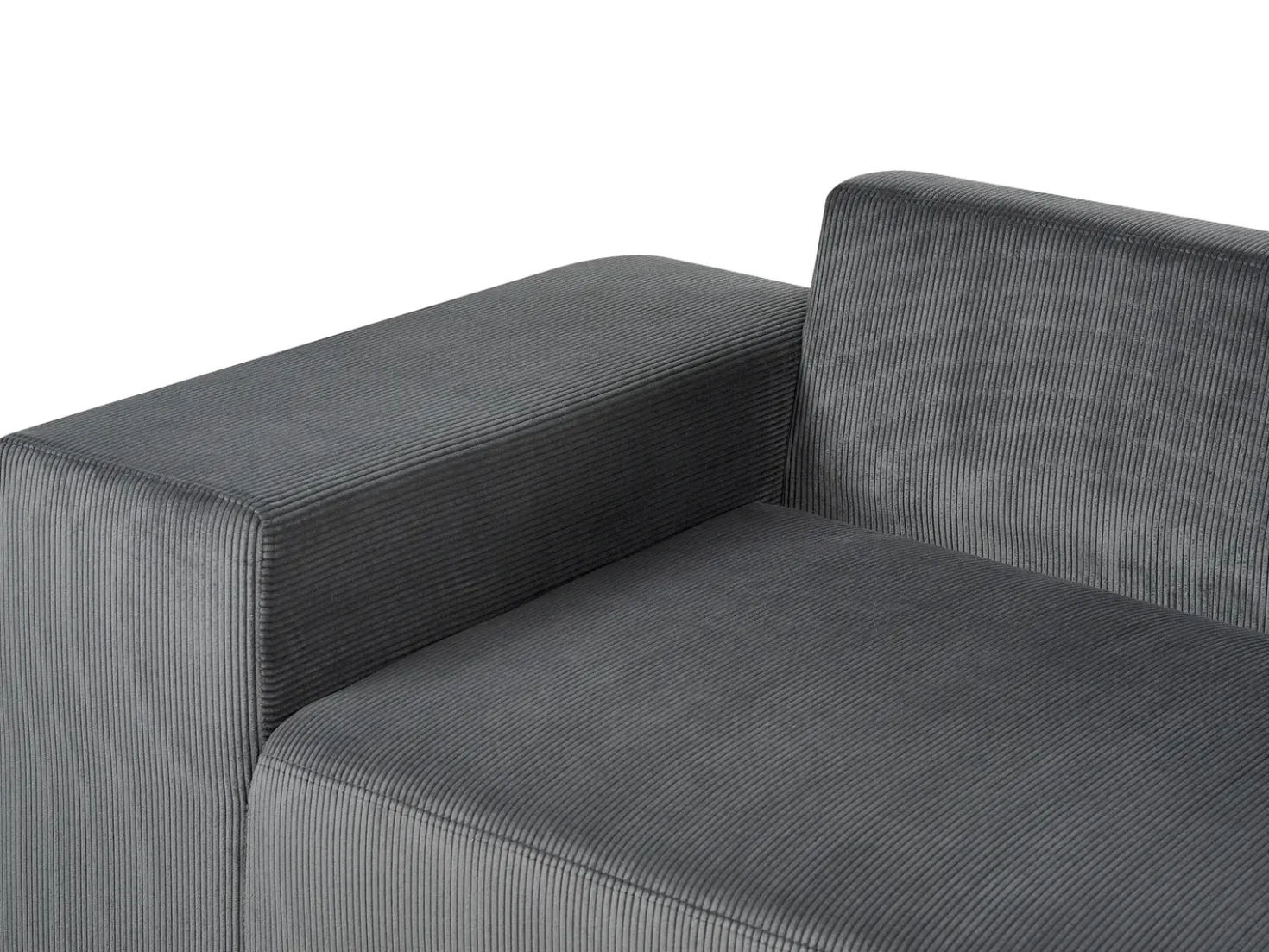Divano letto angolare 3 posti LUSPA Velluto a coste Grigio scuro con contenitore Lato destro