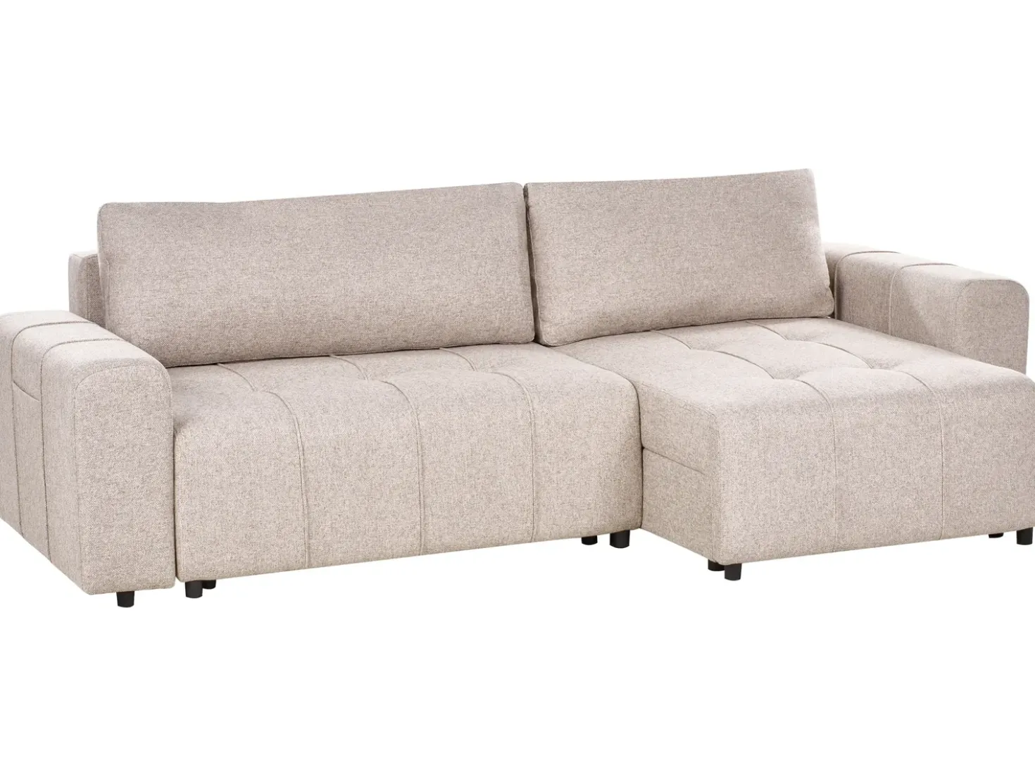 Divano letto angolare 3 posti INNVIK Tessuto Marrone chiaro con contenitore Lato Sinistro