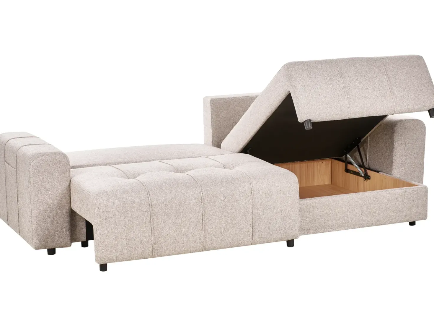Divano letto angolare 3 posti INNVIK Tessuto Marrone chiaro con contenitore Lato Sinistro