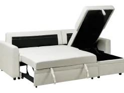 Divano letto angolare 3 posti NASSJO Lino sintetico Beige chiaro Lato Sinistro