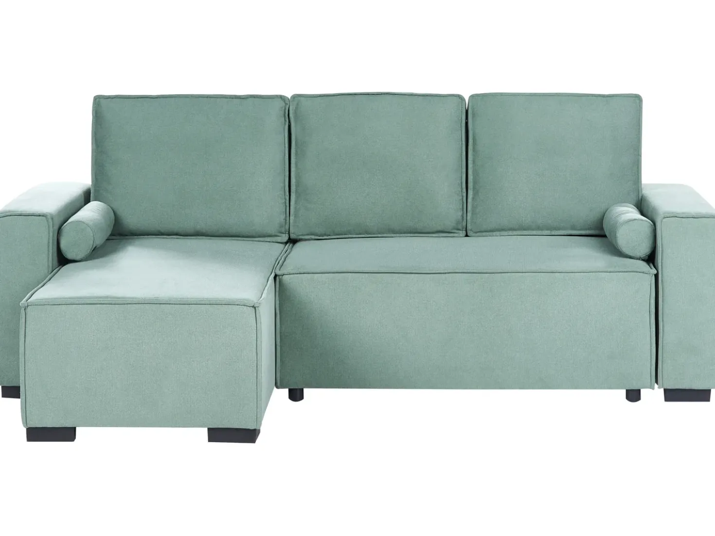 Divano letto angolare 3 posti EDANE Tessuto Verde chiaro con contenitore Lato destro
