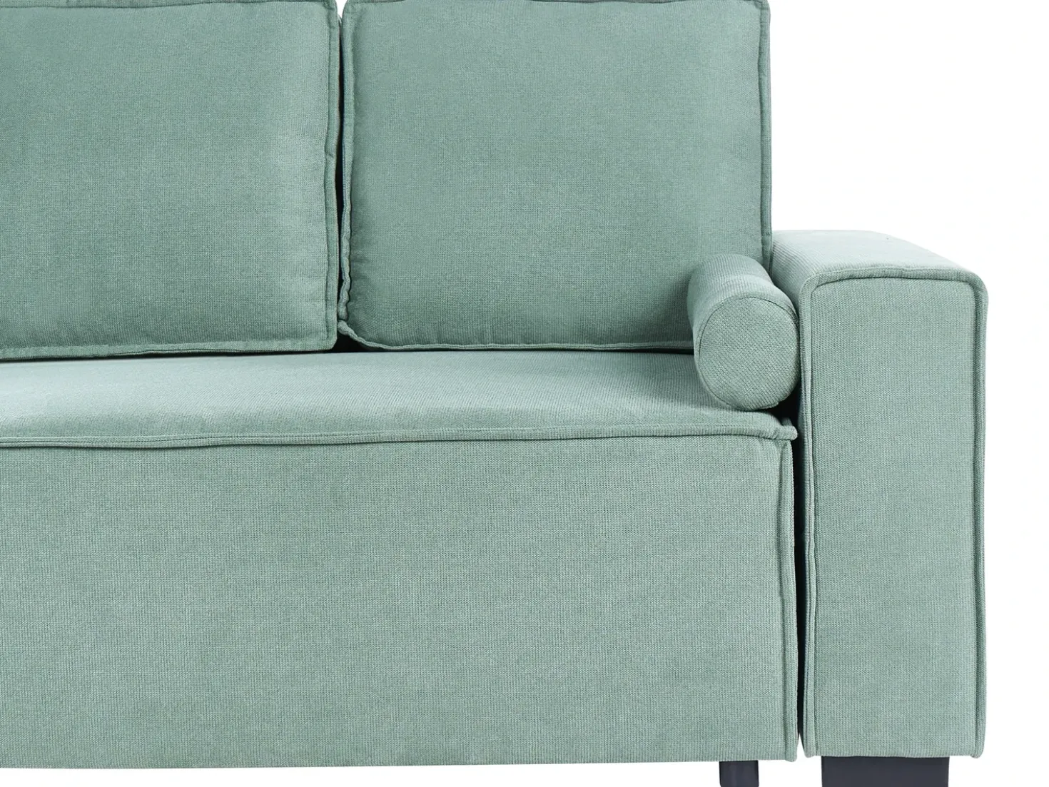 Divano letto angolare 3 posti EDANE Tessuto Verde chiaro con contenitore Lato destro