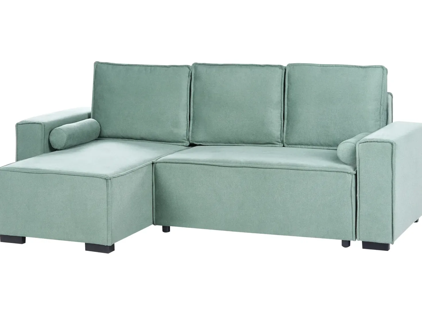 Divano letto angolare 3 posti EDANE Tessuto Verde chiaro con contenitore Lato destro