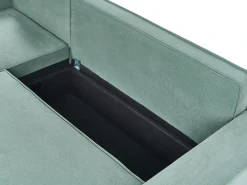 Divano letto angolare 3 posti EDANE Tessuto Verde chiaro con contenitore Lato destro