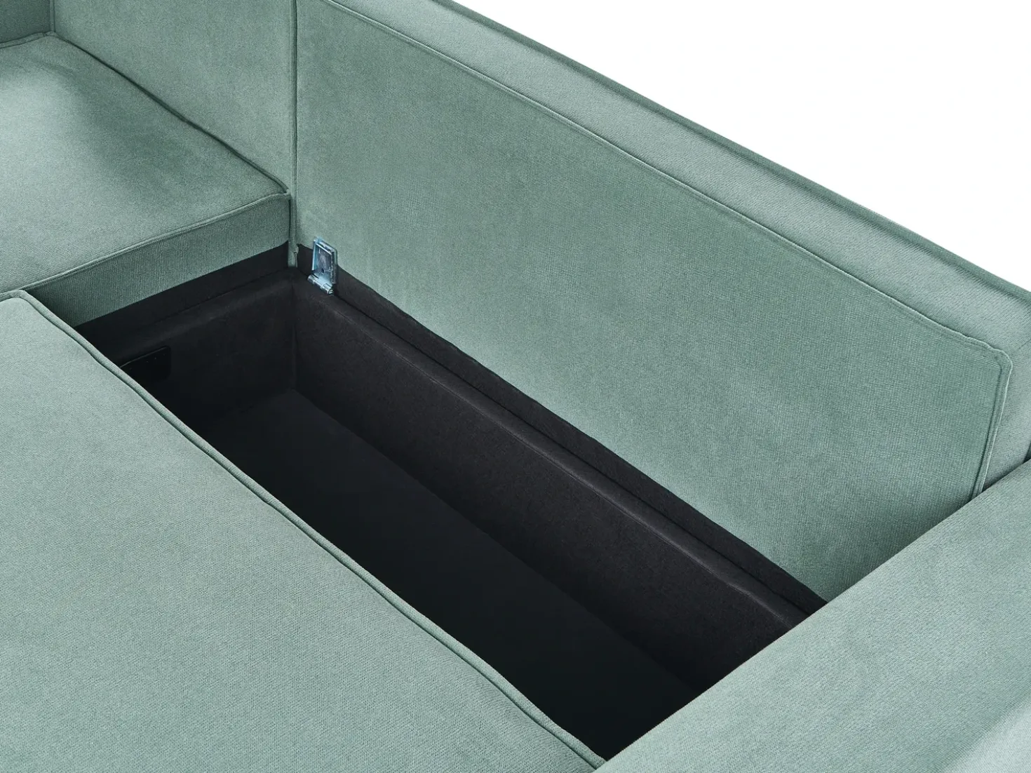 Divano letto angolare 3 posti EDANE Tessuto Verde chiaro con contenitore Lato destro