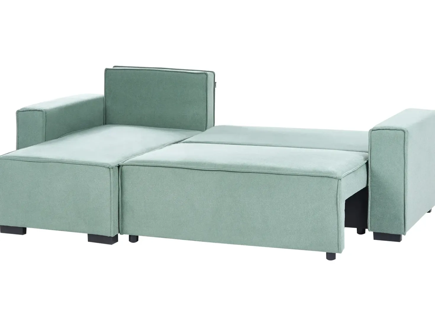 Divano letto angolare 3 posti EDANE Tessuto Verde chiaro con contenitore Lato destro