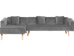 Divano letto angolare 4 posti VADSO Velluto Grigio Lato destro