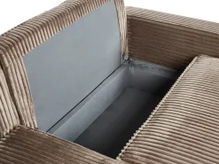 Divano letto angolare 3 posti ABACKA Velluto a coste Marrone chiaro con contenitore Lato destro