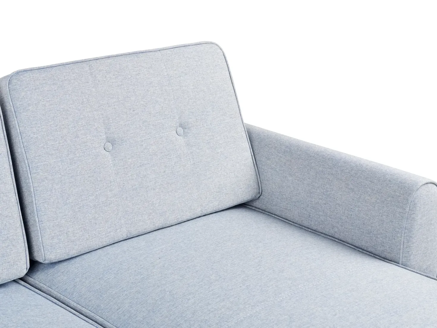 Divano letto angolare 3 posti SIMRIS Tessuto Azzurro con contenitore Lato Sinistro