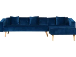 Divano letto angolare 4 posti VADSO Velluto Blu marino Lato Sinistro