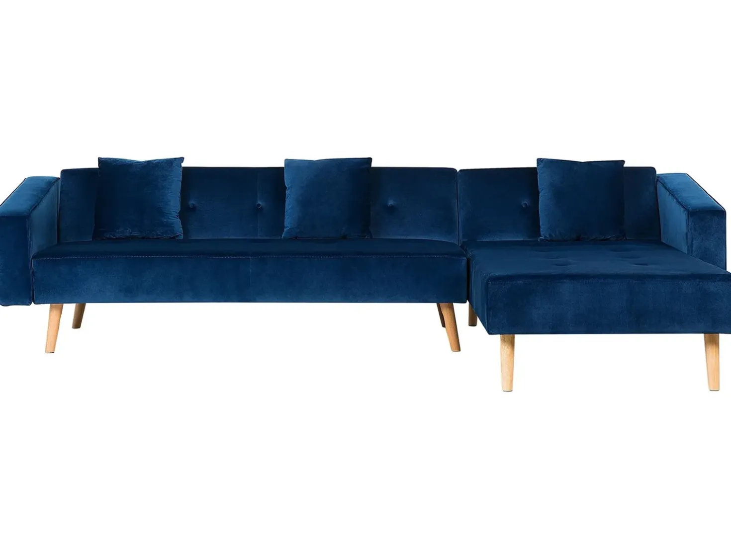 Divano letto angolare 4 posti VADSO Velluto Blu marino Lato Sinistro