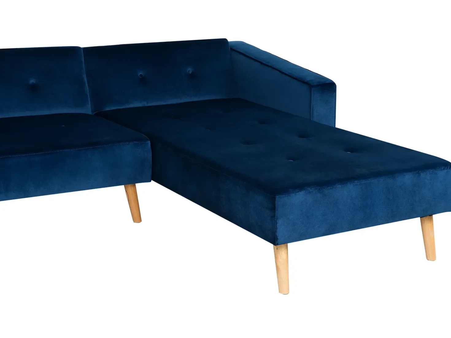 Divano letto angolare 4 posti VADSO Velluto Blu marino Lato Sinistro