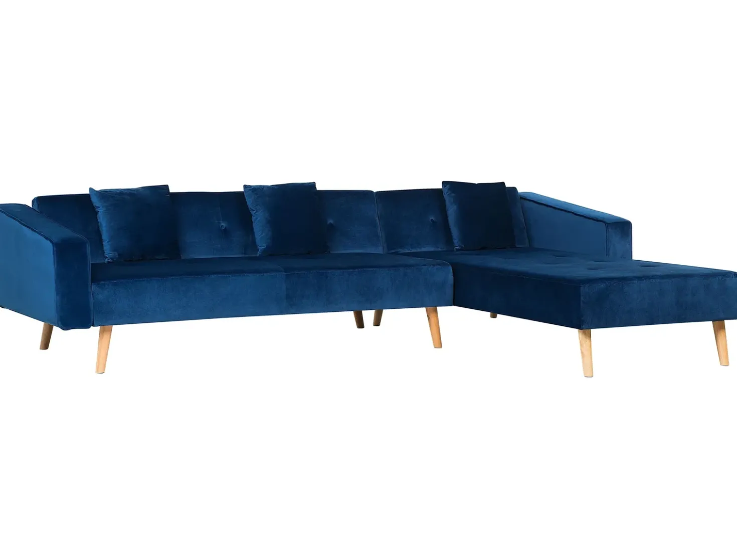 Divano letto angolare 4 posti VADSO Velluto Blu marino Lato Sinistro