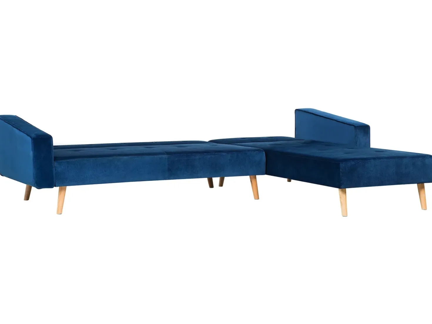 Divano letto angolare 4 posti VADSO Velluto Blu marino Lato Sinistro