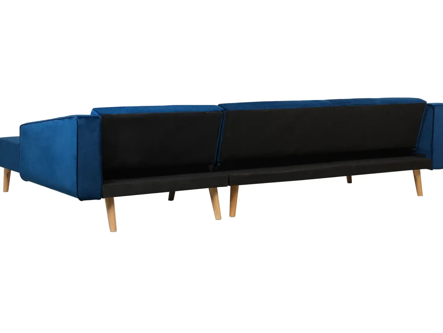 Divano letto angolare 4 posti VADSO Velluto Blu marino Lato Sinistro