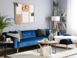 Divano letto angolare 4 posti VADSO Velluto Blu marino Lato Sinistro