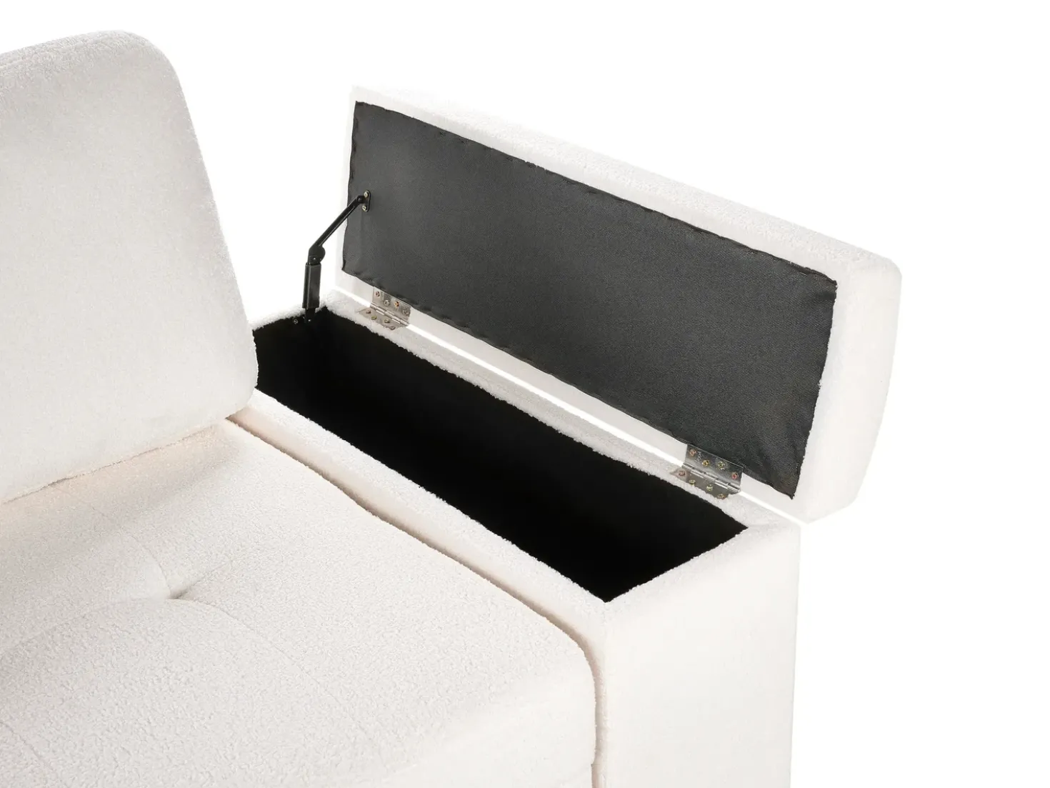 Divano letto angolare 3 posti HRISEY Bouclé Bianco con contenitore Lato destro