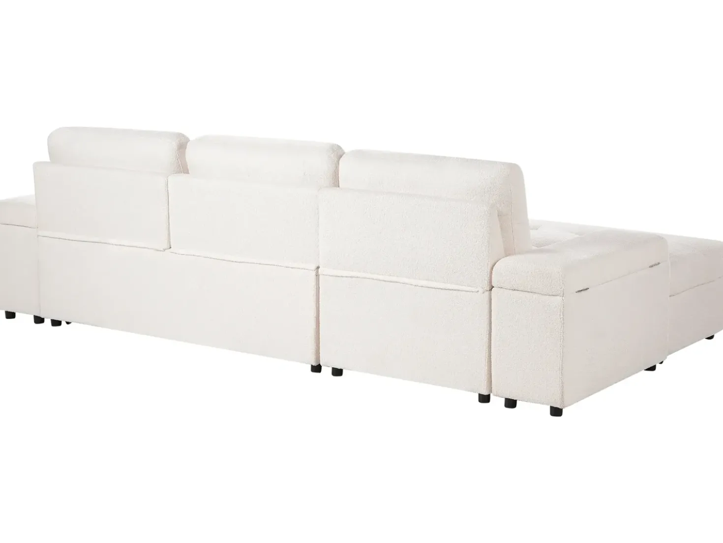 Divano letto angolare 3 posti HRISEY Bouclé Bianco con contenitore Lato destro
