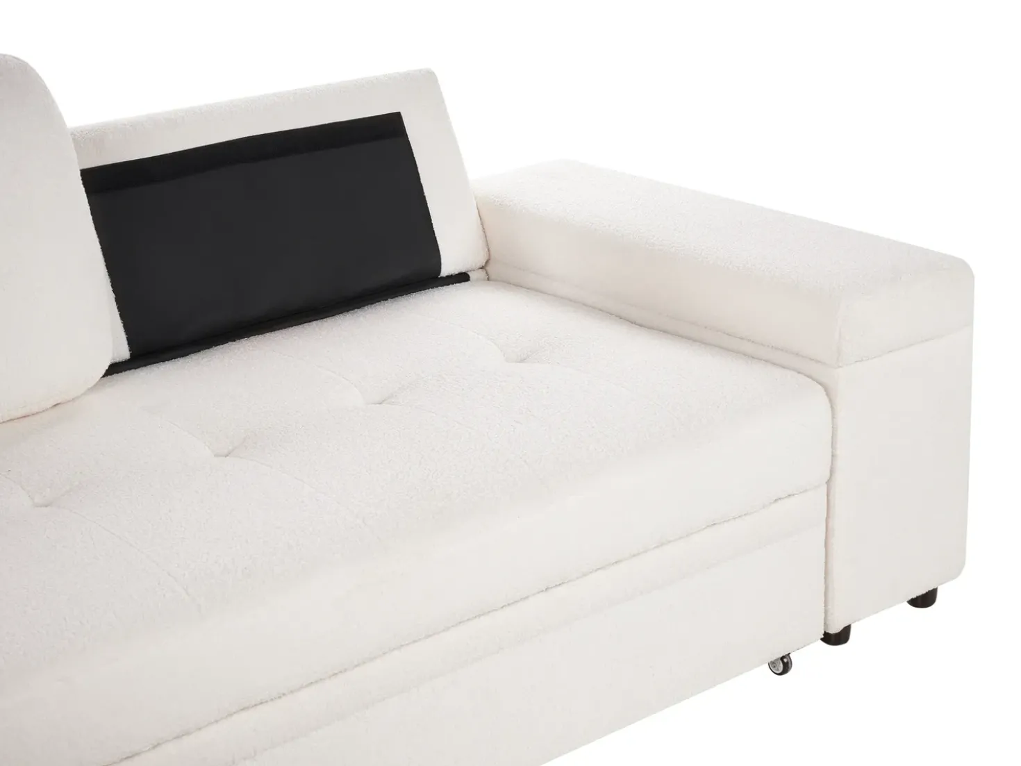 Divano letto angolare 3 posti HRISEY Bouclé Bianco con contenitore Lato destro