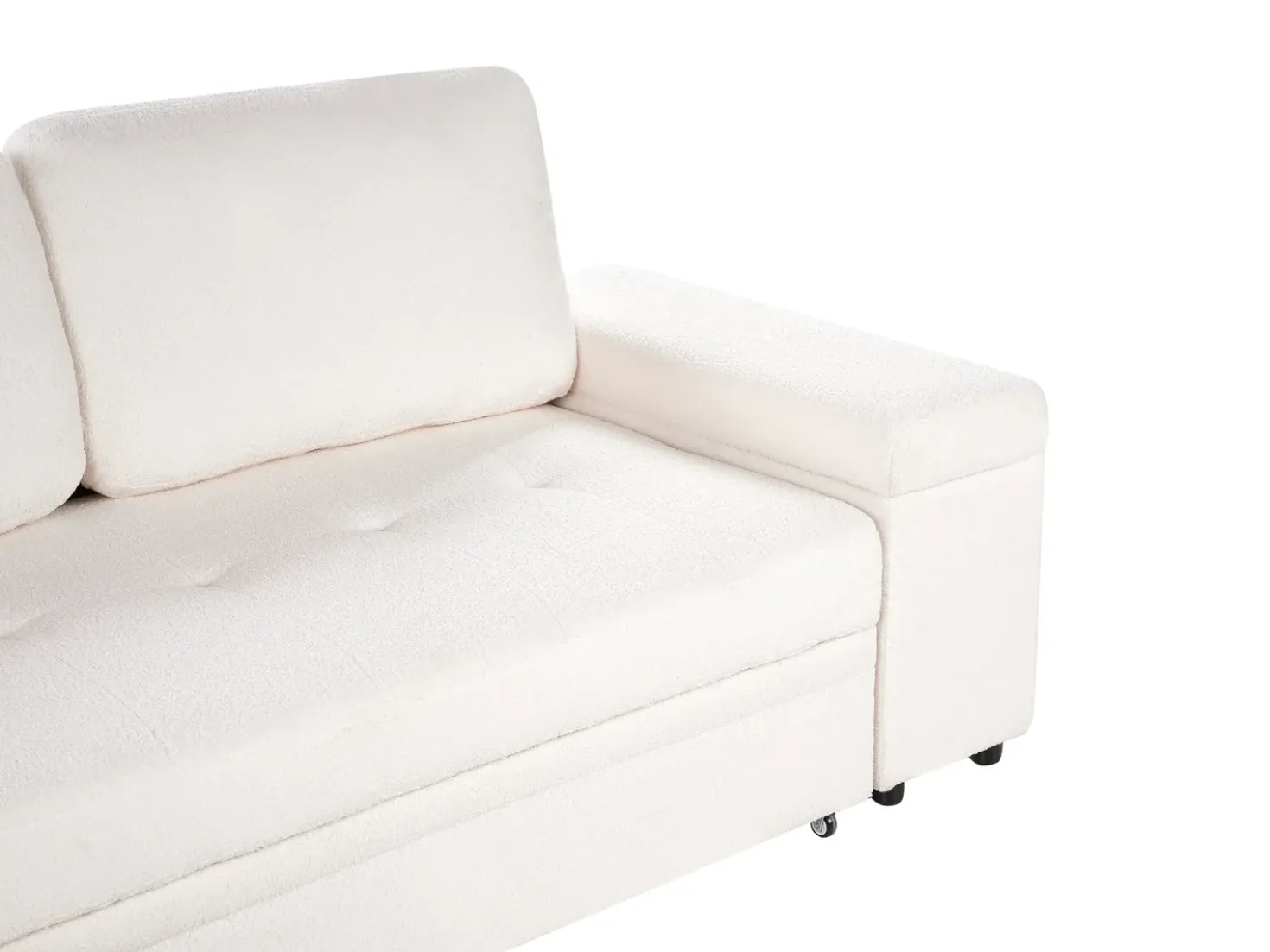 Divano letto angolare 3 posti HRISEY Bouclé Bianco con contenitore Lato destro