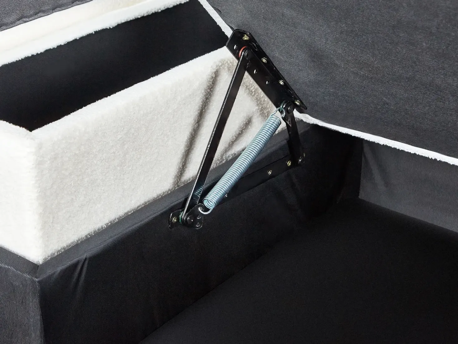 Divano letto angolare 3 posti HRISEY Bouclé Bianco con contenitore Lato destro