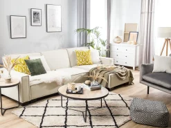 Divano letto angolare 3 posti ROMEDAL Tessuto Beige Lato Sinistro