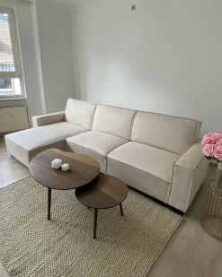 Divano letto angolare 3 posti ROMEDAL Tessuto Beige Lato Sinistro