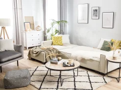 Divano letto angolare 3 posti ROMEDAL Tessuto Beige Lato destro