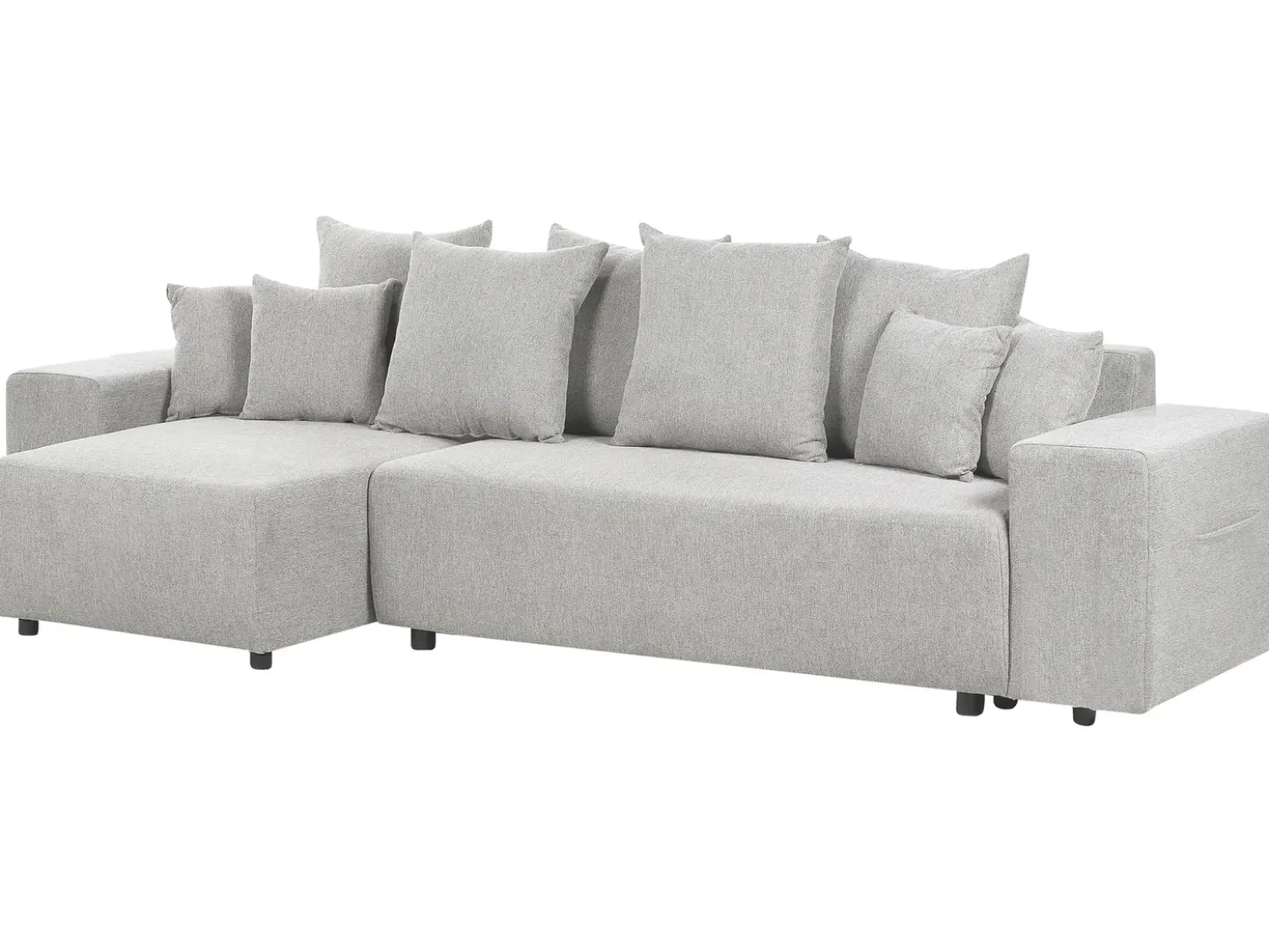 Divano letto angolare 3 posti LUSPA Tessuto Grigio chiaro con contenitore Lato destro