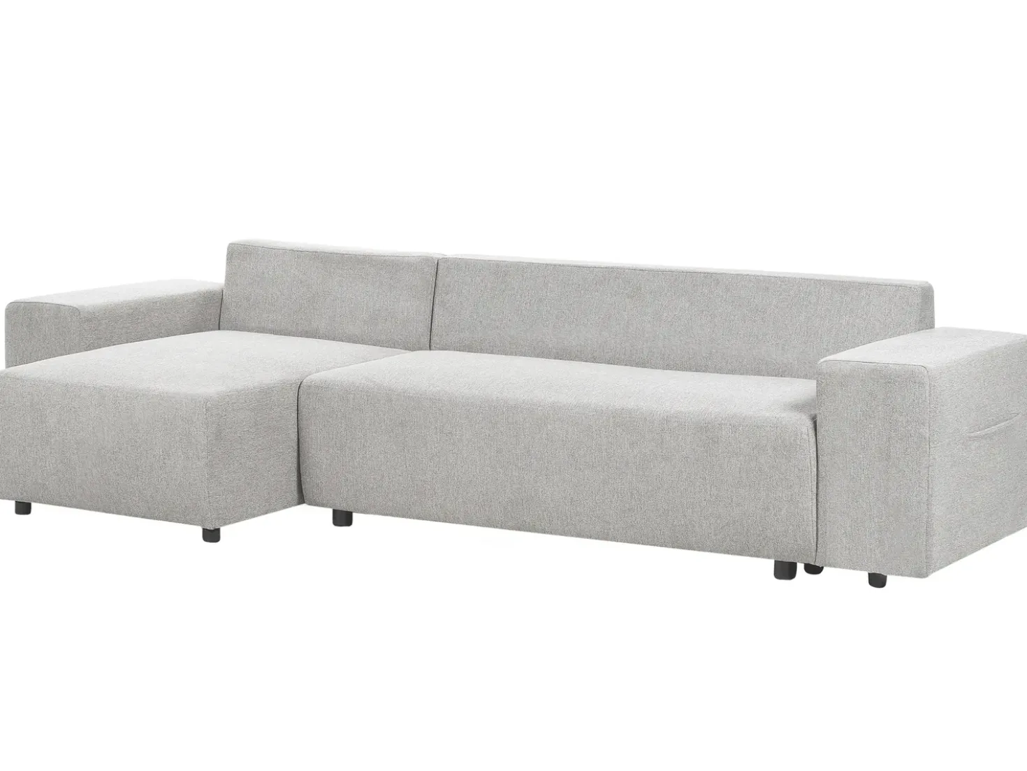 Divano letto angolare 3 posti LUSPA Tessuto Grigio chiaro con contenitore Lato destro