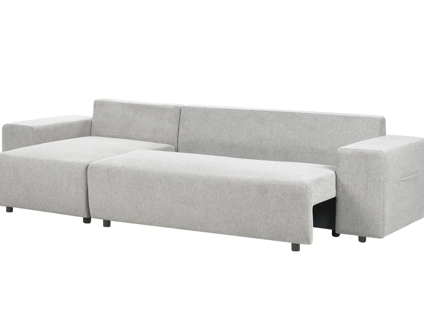 Divano letto angolare 3 posti LUSPA Tessuto Grigio chiaro con contenitore Lato destro