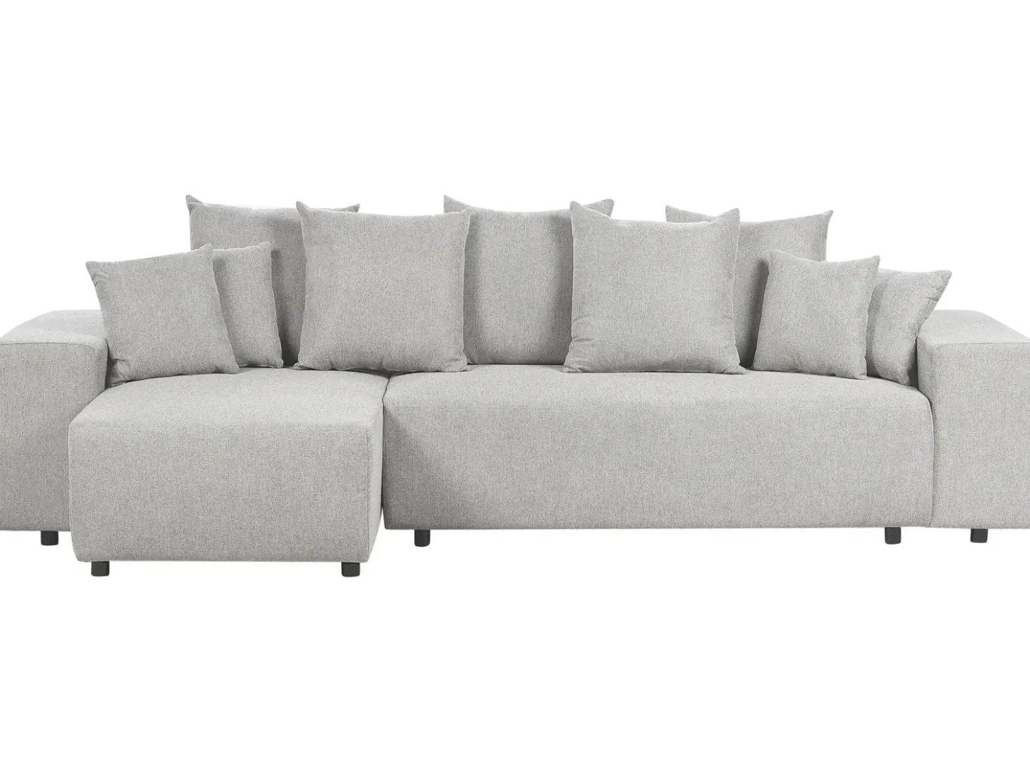 Divano letto angolare 3 posti LUSPA Tessuto Grigio chiaro con contenitore Lato destro