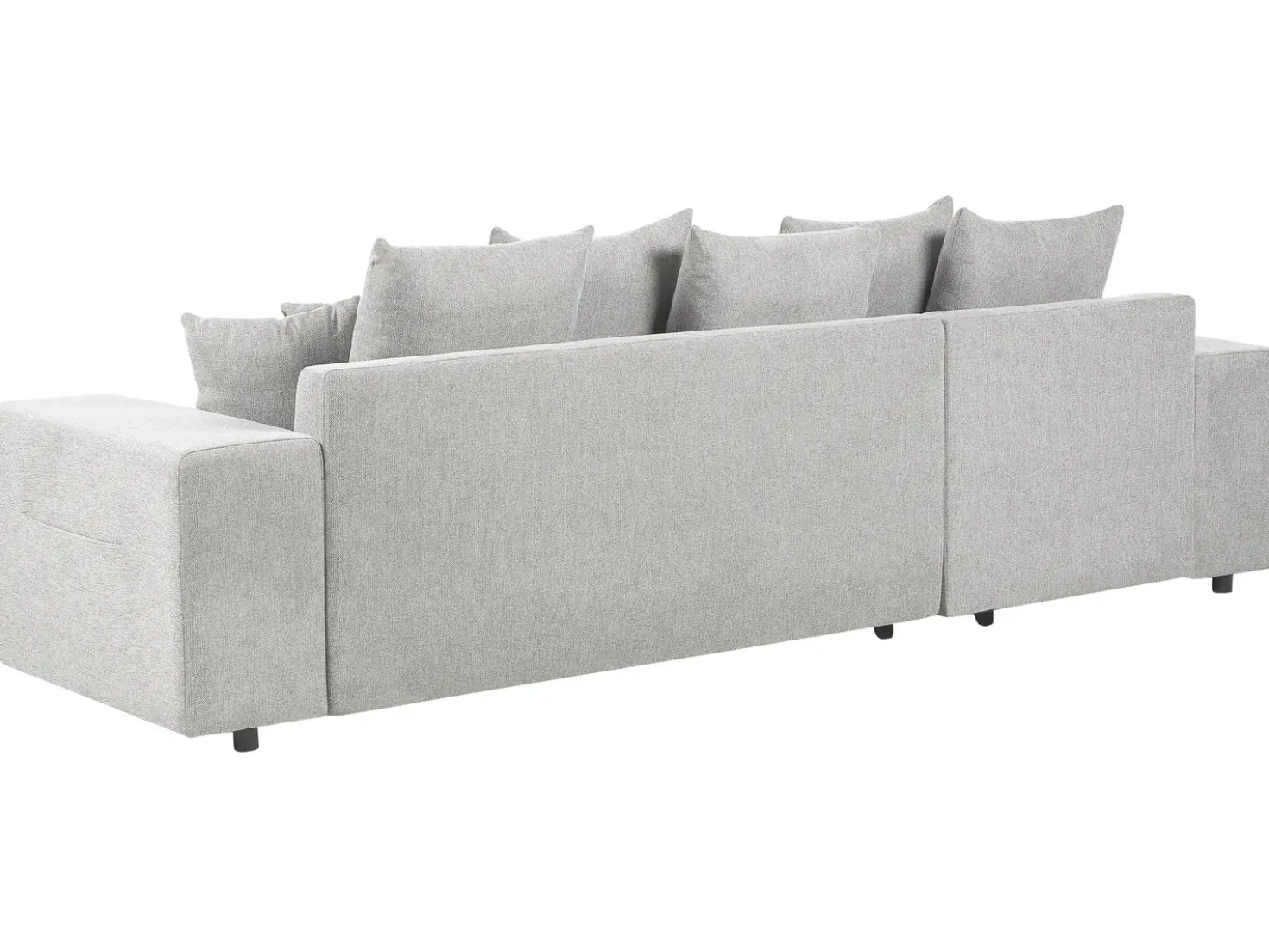 Divano letto angolare 3 posti LUSPA Tessuto Grigio chiaro con contenitore Lato destro