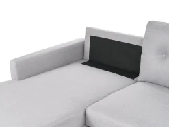 Divano letto angolare 4 posti FLAKK Tessuto Grigio chiaro con contenitore Lato destro