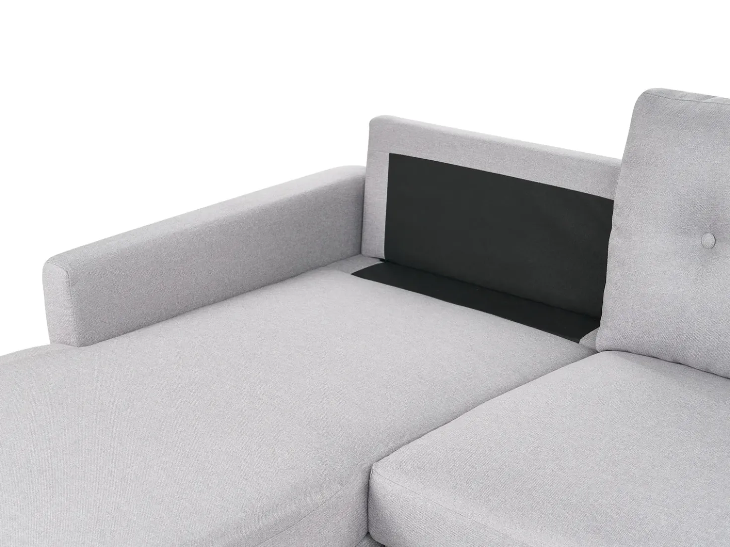 Divano letto angolare 4 posti FLAKK Tessuto Grigio chiaro con contenitore Lato destro