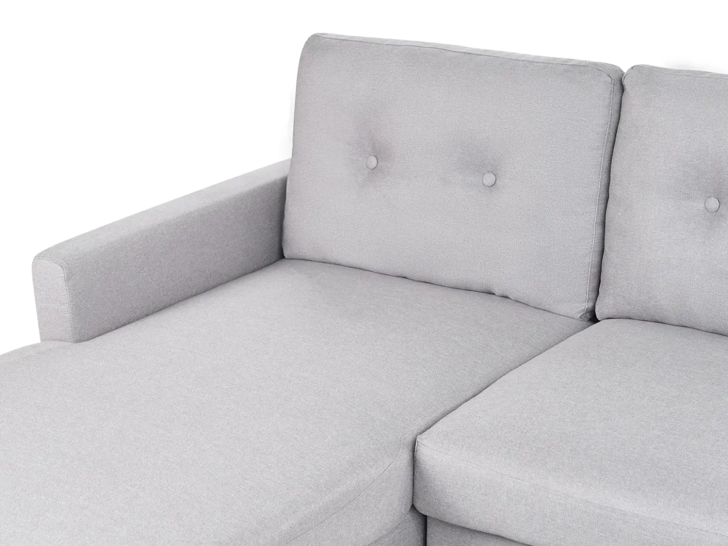 Divano letto angolare 4 posti FLAKK Tessuto Grigio chiaro con contenitore Lato destro