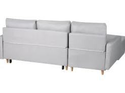 Divano letto angolare 4 posti FLAKK Tessuto Grigio chiaro con contenitore Lato destro