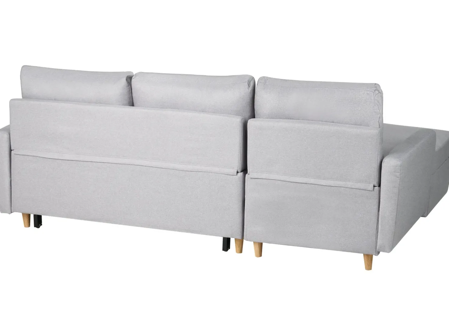 Divano letto angolare 4 posti FLAKK Tessuto Grigio chiaro con contenitore Lato destro