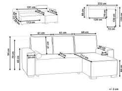 Divano letto angolare 3 posti EDANE Tessuto Beige con contenitore Lato Sinistro
