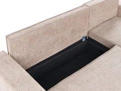 Divano letto angolare 3 posti EDANE Tessuto Beige con contenitore Lato Sinistro